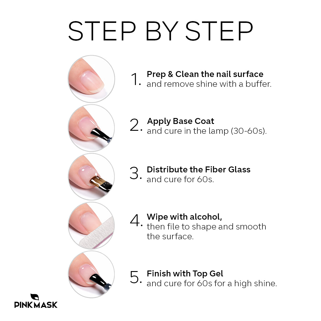 Fiber Glass Builder Gel Clear for nail strengthening and professional nail extensions.