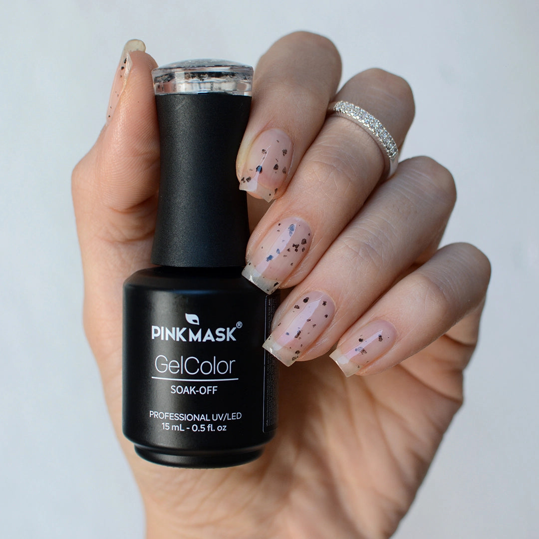 Glitter Gel Color - Pink Mask - vibrant nail polish with sparkling glitter