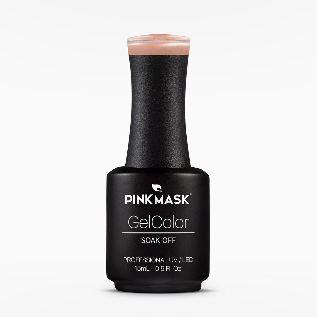 Glitter Gel Color - Pink Mask - vibrant nail polish with sparkling glitter for nail designs