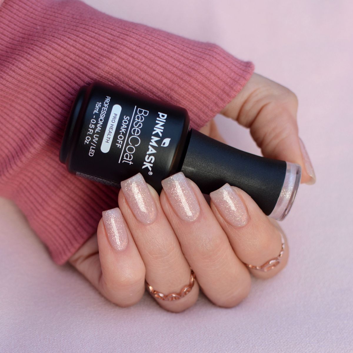 Rubber Base Coat - Sparkly Rose