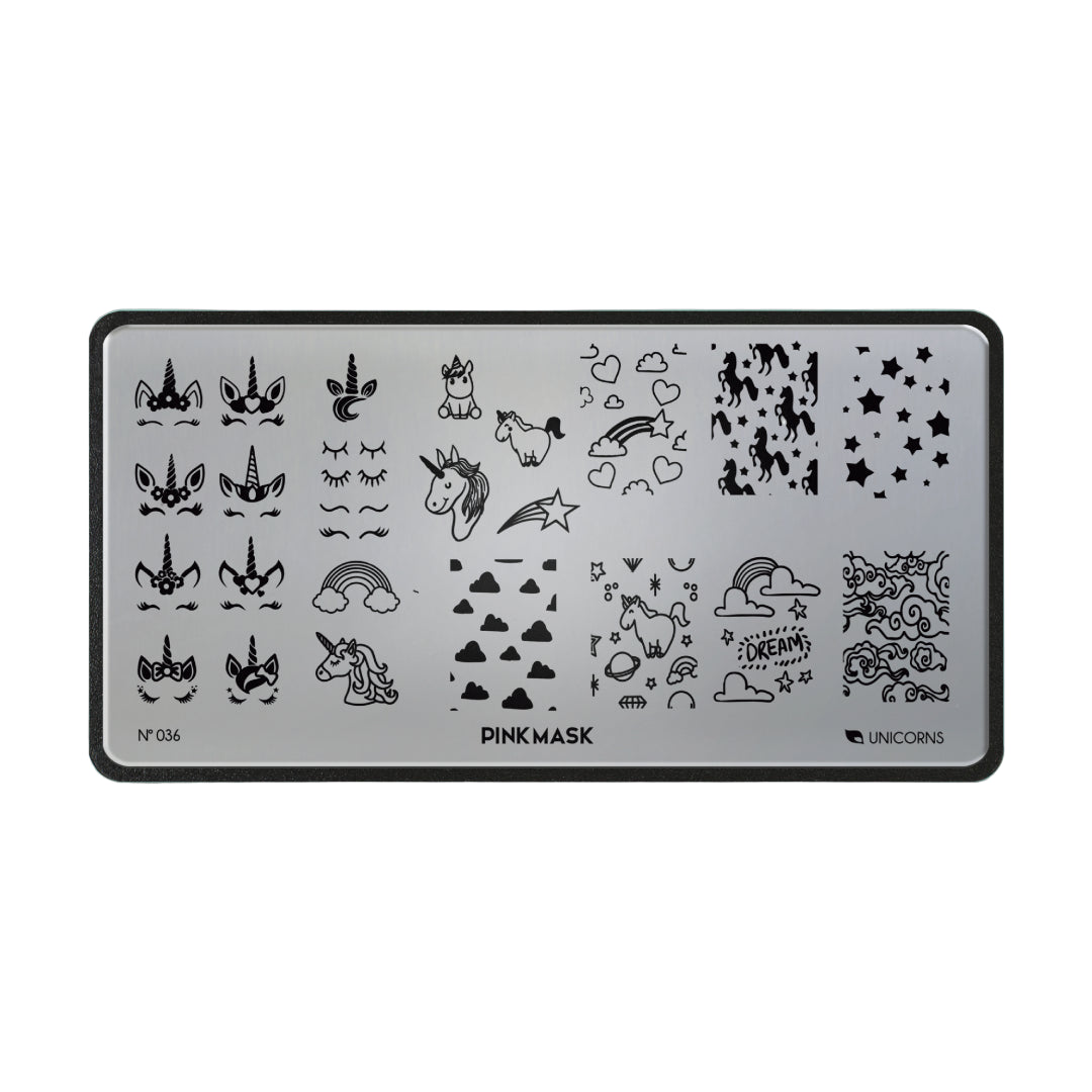 Stamping Plate: UNICORNS - Pink Mask USA - Stamping Plates - Gel Polish