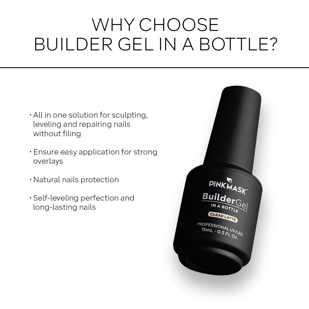 Builder Gel in a Bottle - Pink Mask - gel for sculpting, leveling, and repairing nails