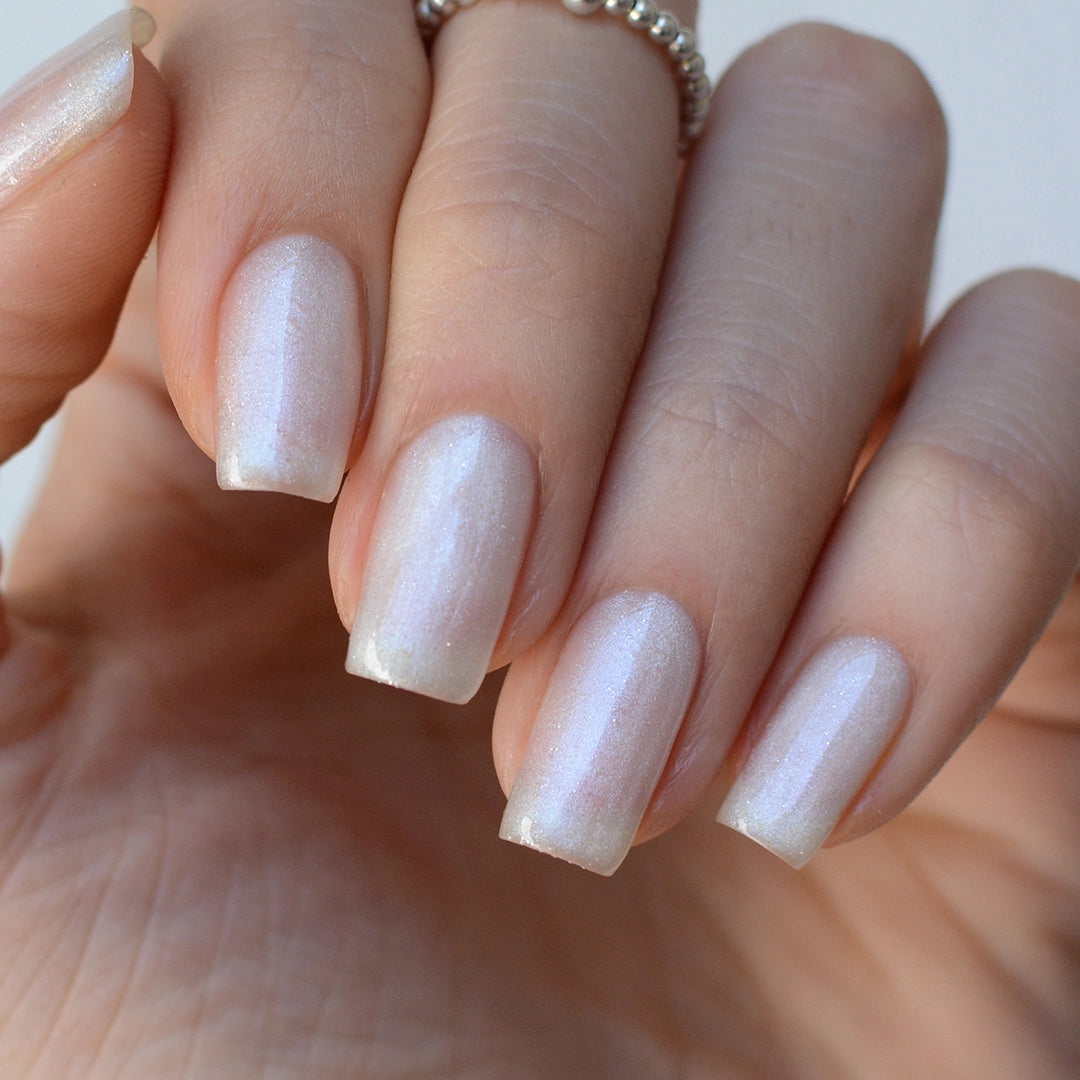 White Nail Polish - Pink Mask - Glitter