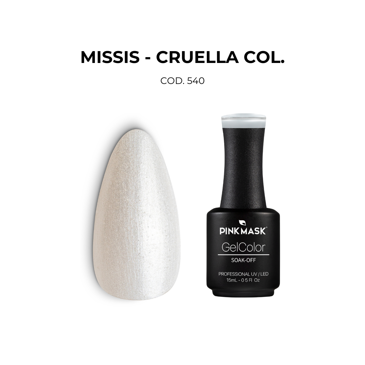 White Nail Polish - Pink Mask - Glitter
