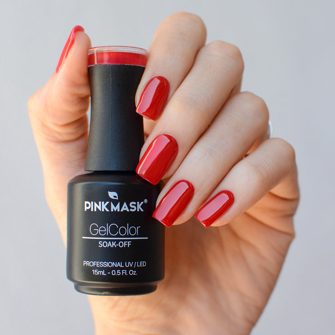 Gel Color - Pink Mask - red gel polish for nails - Esmalte rojo