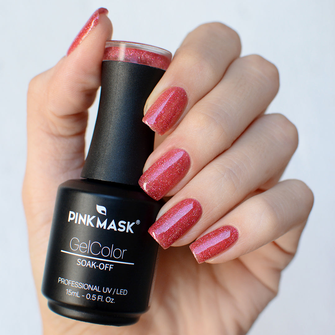Glitter Gel Polish for nails_ Pink Mask