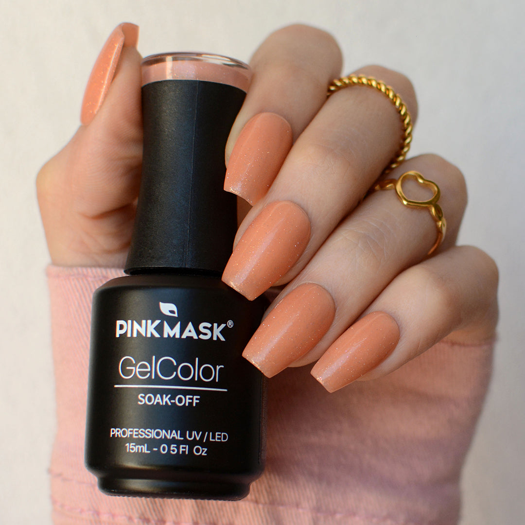 Glitter Gel Color - Pink Mask - vibrant nail polish with sparkling glitter for nail designs