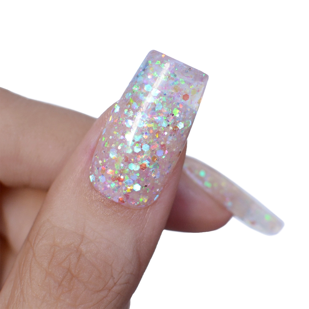 Polygel with Glitter - Pink Mask - vibrant glitter- acrygel for nail extensions