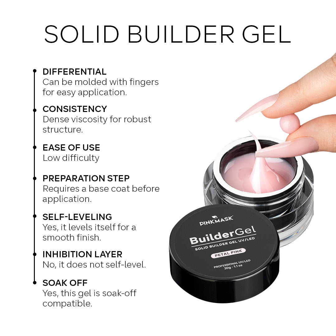 Solid Builder Gel - Pink Mask - gel for nail extensions and 3D designs