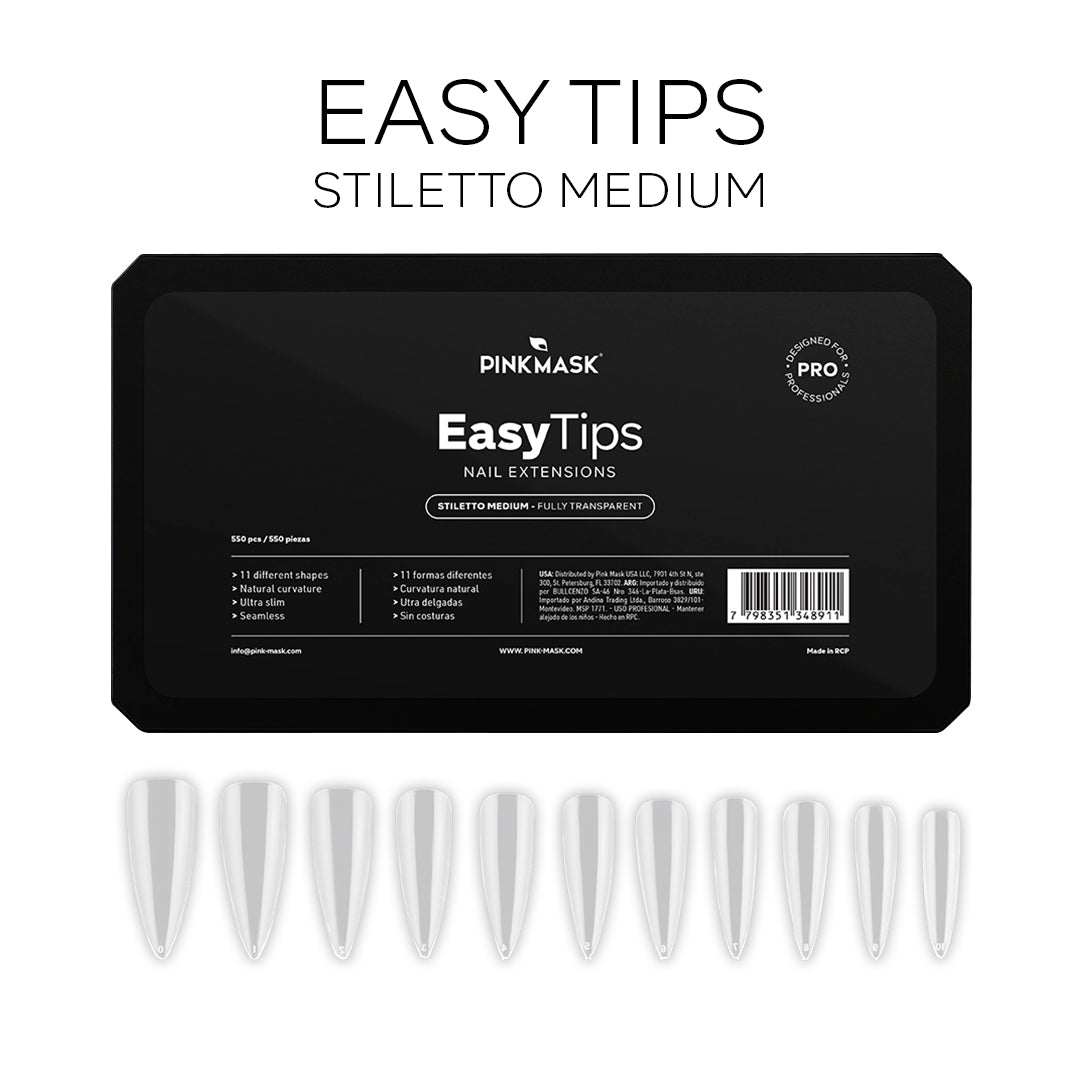 Pink Mask Easy Tips Stiletto Medium for nails