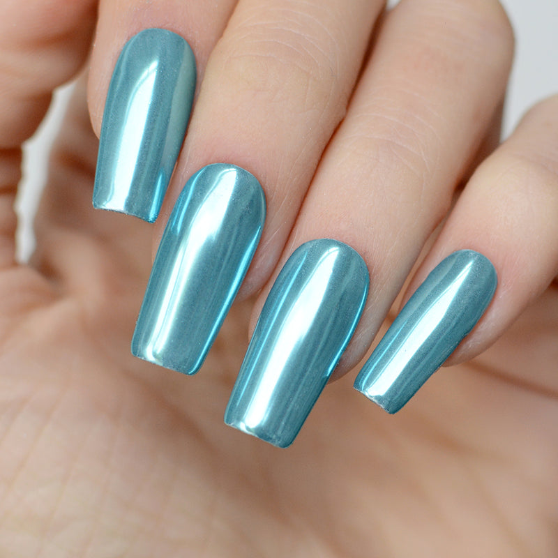 Light Blue Mirror Chrome Effect For Deco Nails Pink Mask
