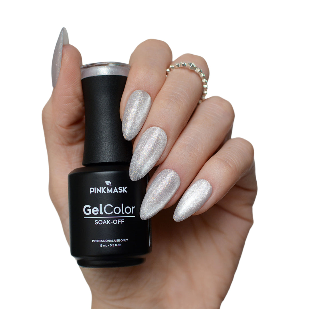 Moon Dust Pastel Cat Eye Gel Polish by Pink Mask - luminous magnetic gel polish with fine magnetic particles.