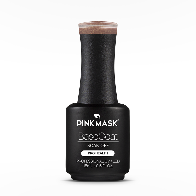 Gel Color - Rubber Base Coat - Sparkly Ginger - Pink Mask USA - Gel Polish