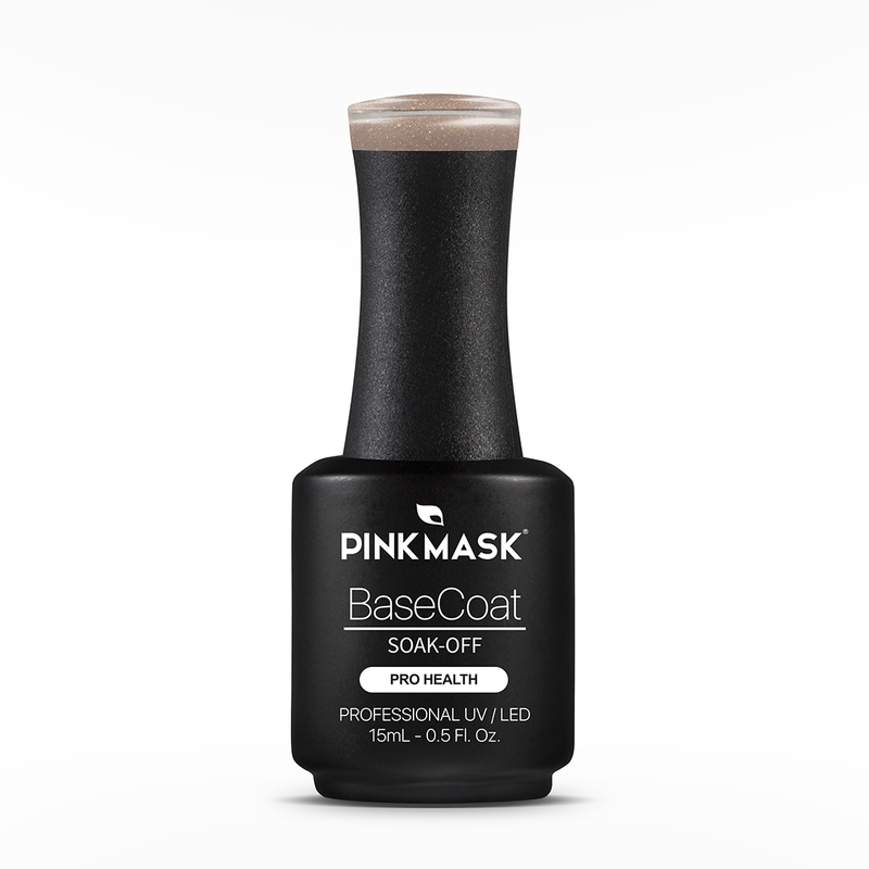 Gel Color - Rubber Base Coat - Sparkly Sand - Pink Mask USA - Gel Polish