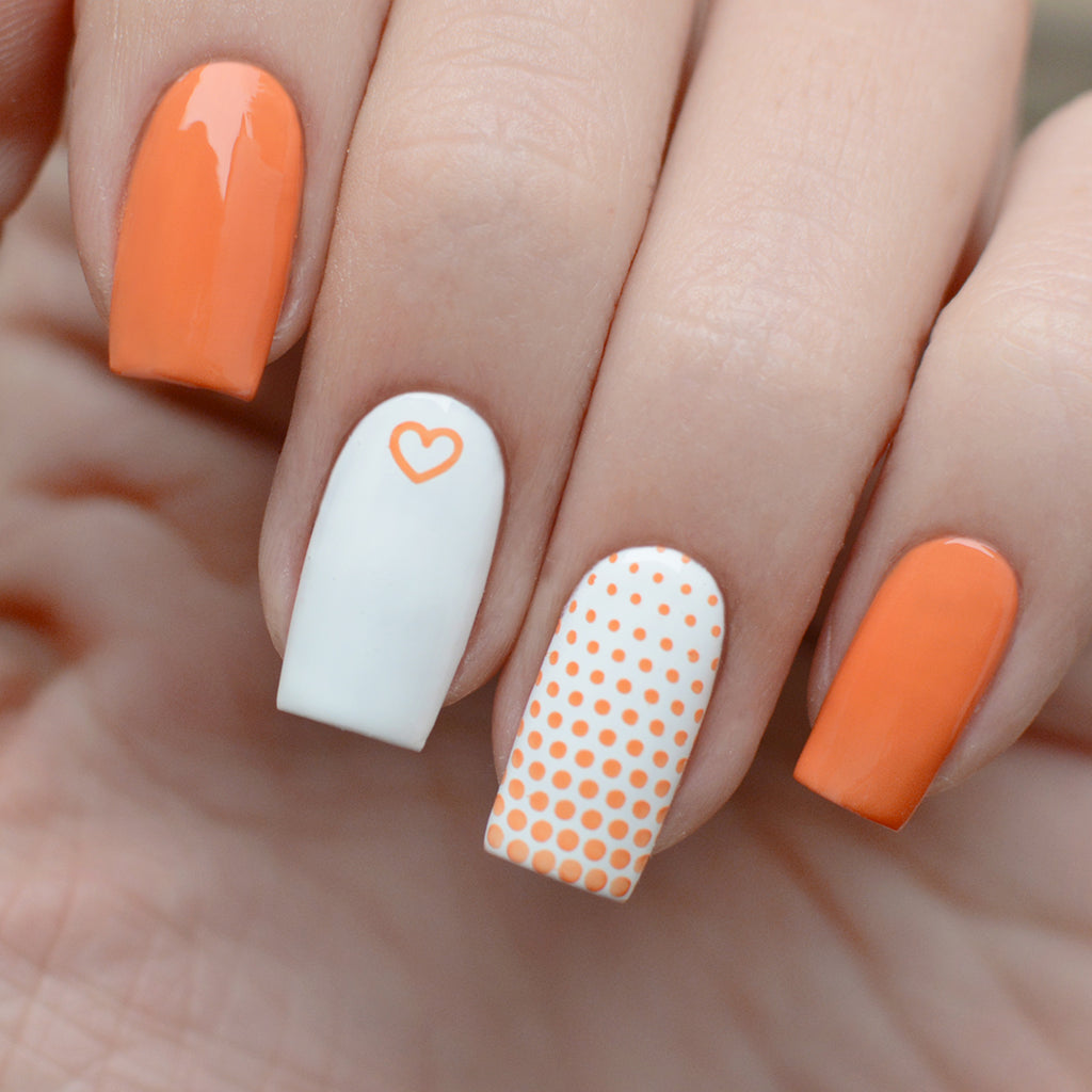 orange and white nail art designs